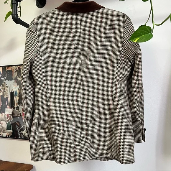 Ann Taylor 100% Wool Houndstooth Blazer Brown 10P - Picture 5 of 11